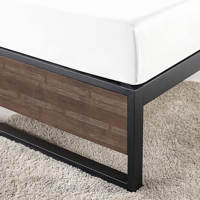 ZINUS GOOD DESIGN Award Winner Suzanne 14 Inch Bamboo and Metal Platforma Bed Frame, No Box Spring Needed, Wood Slat Support, Grey Wash, Full
