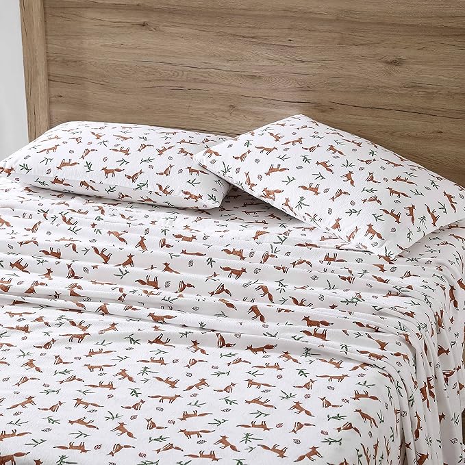 Eddie Bauer- King Sheet Set, Cotton Flannel Bedding Set, Brushed for Extra Softness, Cozy Home Décor (Fox Trail Orange, King)