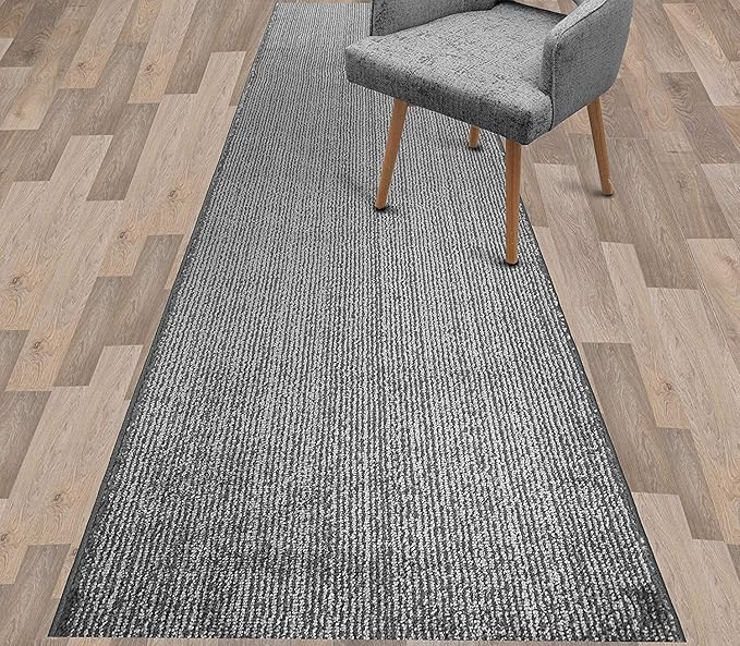 Custom Length Cut to Size Wide Width Carpet Runner Rug for Hallways, Skid Resistant Latex Rubber Backed, 31 inch Wide X Customized Length, Stripe Grey, 31 inch X 30 feet