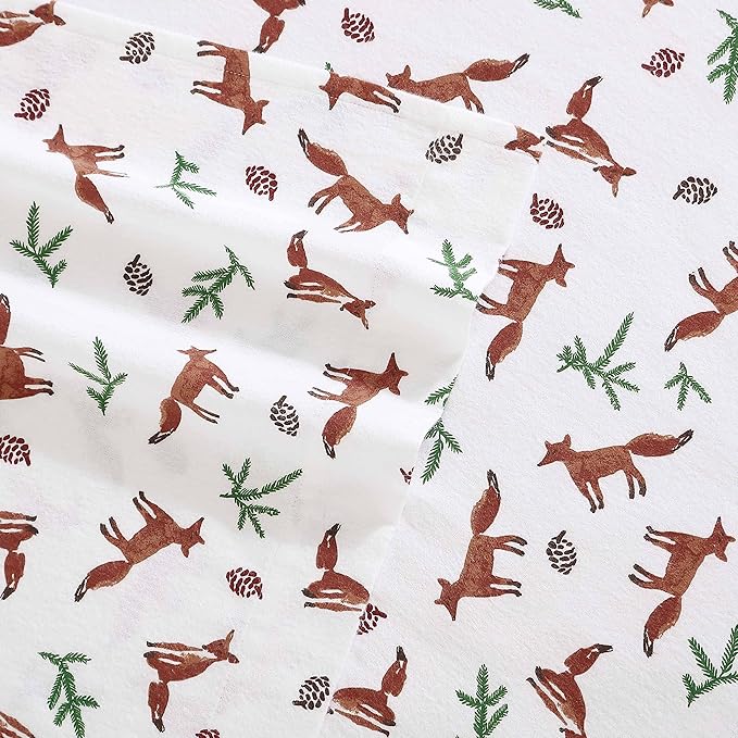 Eddie Bauer- King Sheet Set, Cotton Flannel Bedding Set, Brushed for Extra Softness, Cozy Home Décor (Fox Trail Orange, King)