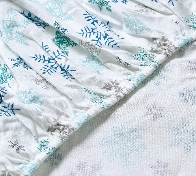 Eddie Bauer - Full Sheets, Cotton Flannel Bedding Set, Brushed For Extra Softness, Cozy Home Decor (Tossed Snowflake, Full)