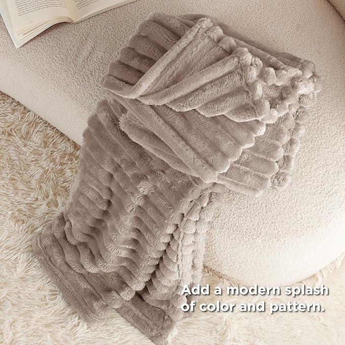 Bedsure GentleSoft Brown Throw Blanket for Couch - Cozy Soft Fleece Blankets for Women, Cute Small Throws for Girls, Mocha Meringue, 50x60 Inches