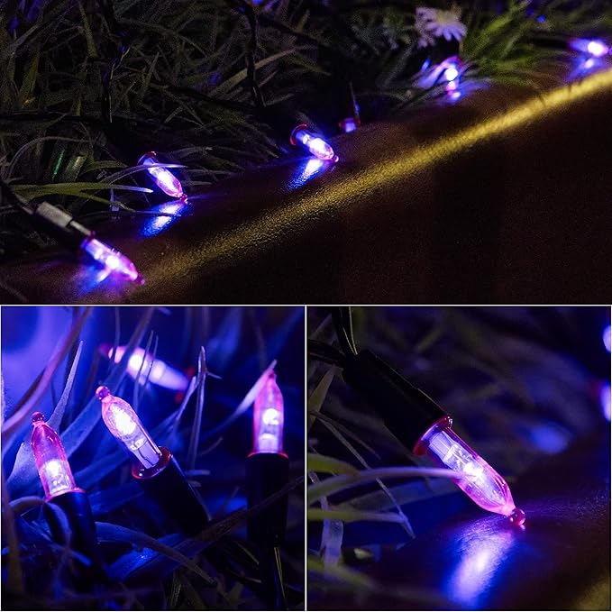 Twinkle Star 2 Pack Purple Halloween String Light, Battery Operated Lights 50 LED 16 FT String Light Waterproof Tree Lights with 8 Lighting Modes,Indoor Outdoor Patio Garden Halloween Decorations