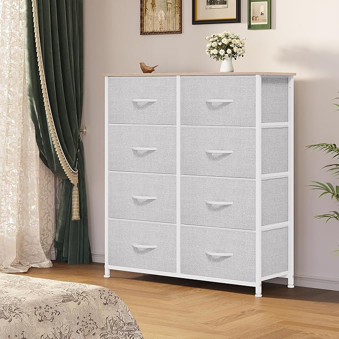 YITAHOME Dresser for Bedroom, Fabric Dresser with 8 Drawers, Storage Tower Unit, Chest of Drawers for Living Room, Hallway, Closets