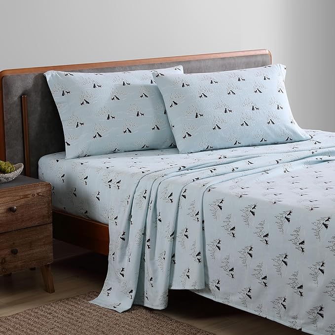 Eddie Bauer - King Sheets, Cotton Flannel Bedding Set, Brushed For Extra Softness, Cozy Home Decor (Dog Friends, King)