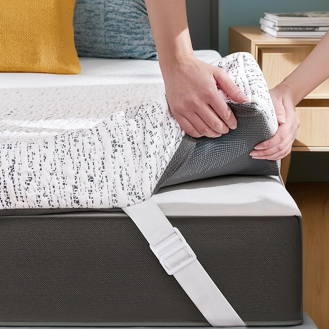 Subrtex Mattress Topper Cover King Size 4 Inch (Only Cover) Mattress Topper Protector Bedding Removable Encasement with Zipper Closure