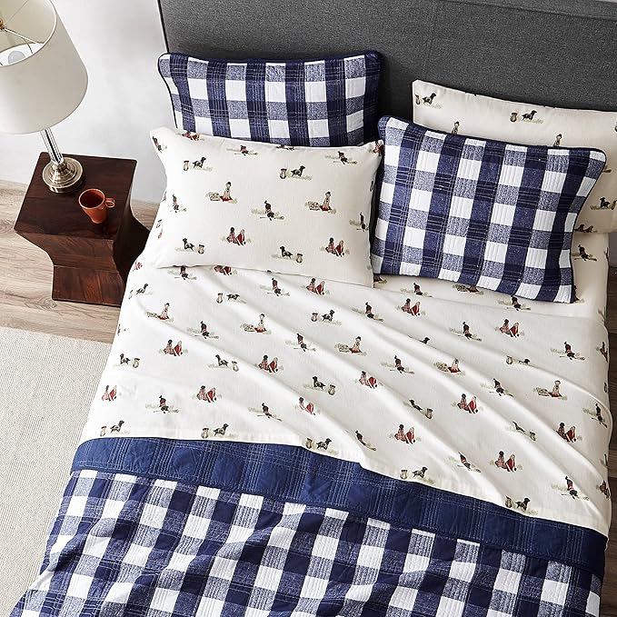 Eddie Bauer - Queen Sheet Set, Warm Breathable Cotton Flannel Bedding with Deep Pockets, Brushed for Extra Softness, Cozy Home Decor, Oeko-Tex Certified (Retriever Adventures, Queen)