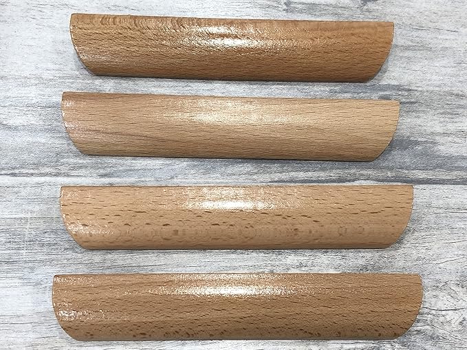 10Pcs 4.84" Wood Solid Furniture Pulls Handles, Painted Smoothly Wooden Handles Cupboard Closet Drawer Handle Pull,Hole Dis.3.78"