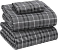 RUVANTI Flannel Sheets Twin XL Size - 100% Cotton Double Brushed Twin XL Sheet Sets, Deep Pockets 16 Inches, All Seasons Breathable & Extra Soft Bed Sheets, Warm & Cozy, 3 Piece, Grey Plaid