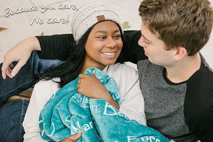 Chanasya Healing Warm Hugs Gift Throw Blanket - Sympathy Cancer Chemo Survivor Get Well Caring Gifts - Comfort Gift Blanket for Love Support Strength - Women Men Friend Grandpa - Turquoise