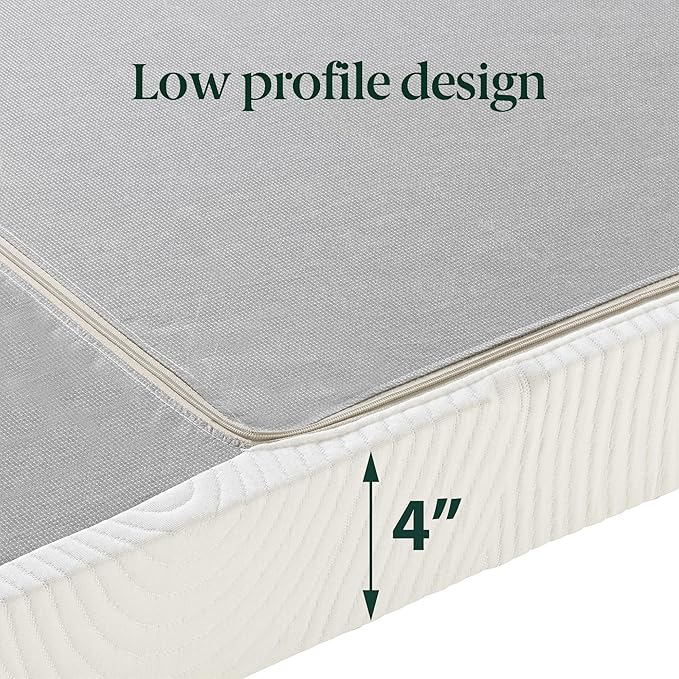 ZINUS 4 Inch Box Spring with Cover, No Assembly Mattress Foundation, Sturdy Metal Structure, Split Cal King, White