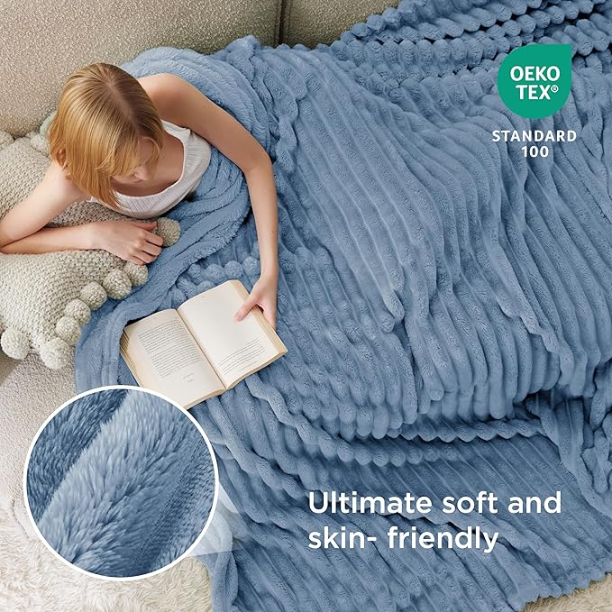 Bedsure GentleSoft Blue Full Blanket for Couch - Cozy Soft Blankets for Women, Cute Small Fleece Throws for Girls, Birthday Gifts for Women Decor Gifts, Ashley Blue, 84x90 Inches