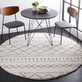 SAFAVIEH Arizona Shag Collection Area Rug - 8' Round, Ivory & Grey, Moroccan Design, Non-Shedding, 1.6-inch Thick, Ideal for High Traffic Areas in Living Room, Bedroom (ASG741F-8R)
