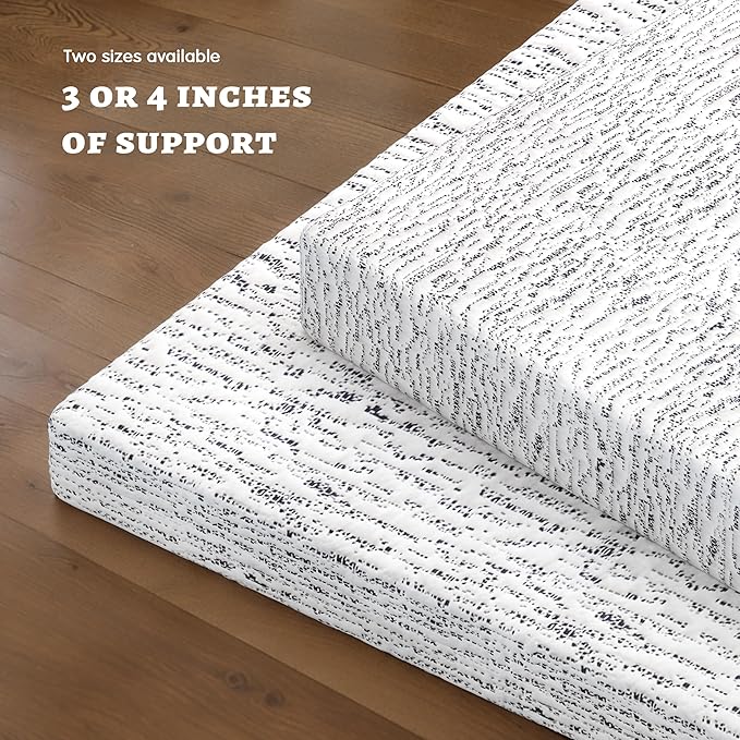 Subrtex Mattress Topper Twin XL, 4 Inch Memory Foam Mattress Topper for College Dorm, Soft Bed Topper with Removable Washable Cover, CertiPUR-US Certified