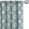 Ambesonne Circle Pattern Window Curtains, Wavy Bold Strokes Style Ornate Mandala Like Symmetrical Motif, Lightweight Decor 2-Panel Set with Rod Pocket, Pair of - 28" x 95", Petrol Blue Cream