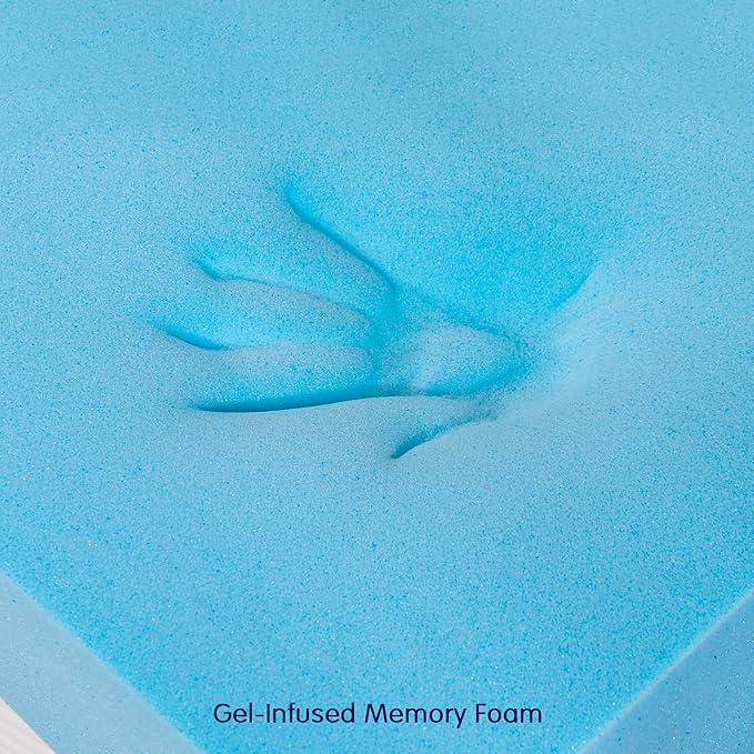 Subrtex Mattress Topper, Memory Foam Mattress Topper, Gel-Infused Memory Foam Topper for Side Stomach Sleepers, Breathable Bed Toppers (4 Inch, Full)