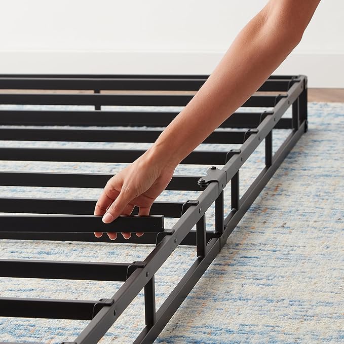 Amazon Basics Smart Box Spring Bed Base, 5-Inch Height Mattress Foundation, Tool-Free Easy Assembly, Twin, 74"L x 38"W x 5"H, White