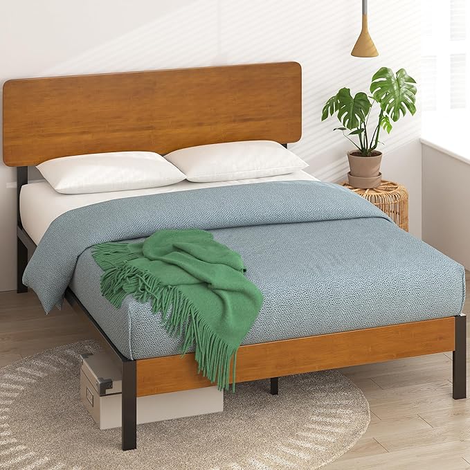 ZINUS Olivia Metal and Bamboo Platform Bed Frame, No Box Spring Needed, Wood Slat Support, Easy Assembly, Full