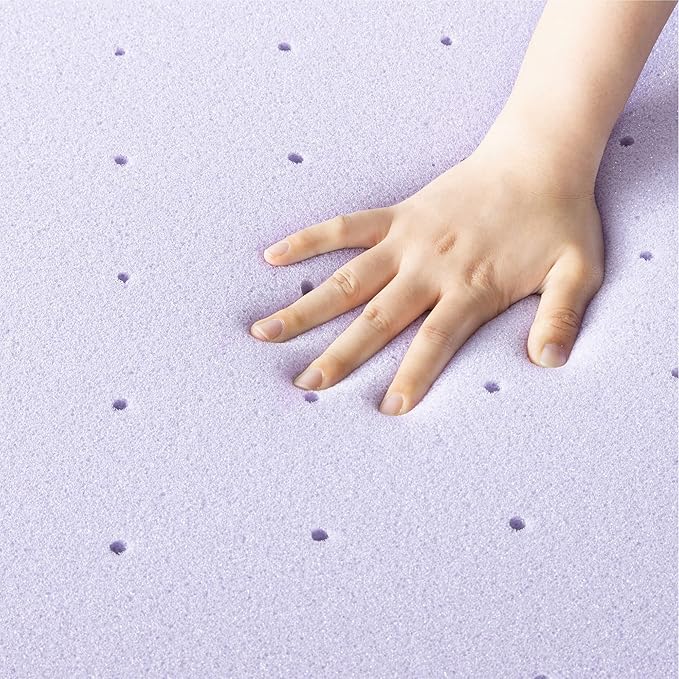 Mellow 3 Inch Ventilated Memory Foam Mattress Topper, Soothing Lavender Infusion, Full
