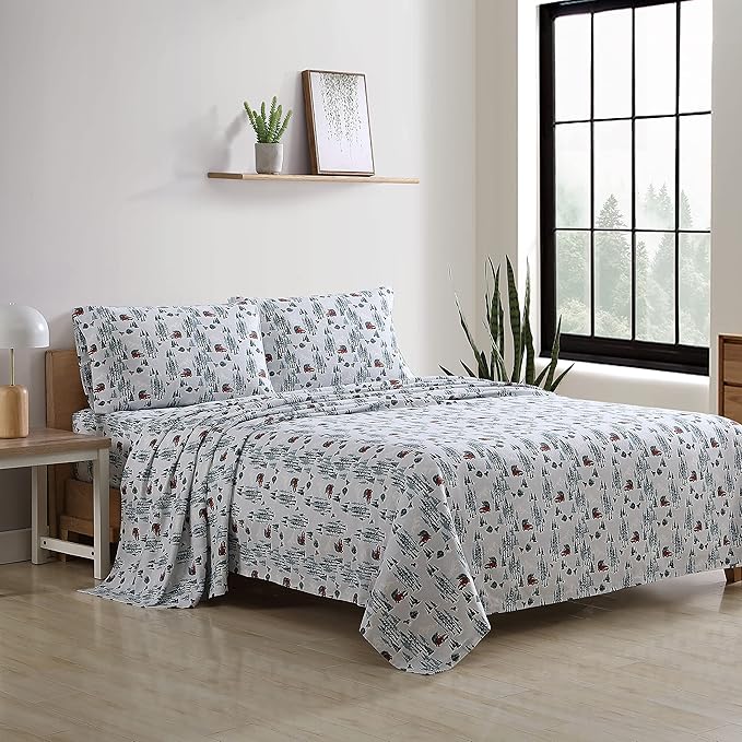 Eddie Bauer - Full Sheets, Cotton Flannel Bedding Set, Brushed For Extra Softness, Cozy Home Decor (Tree Farm, Full)