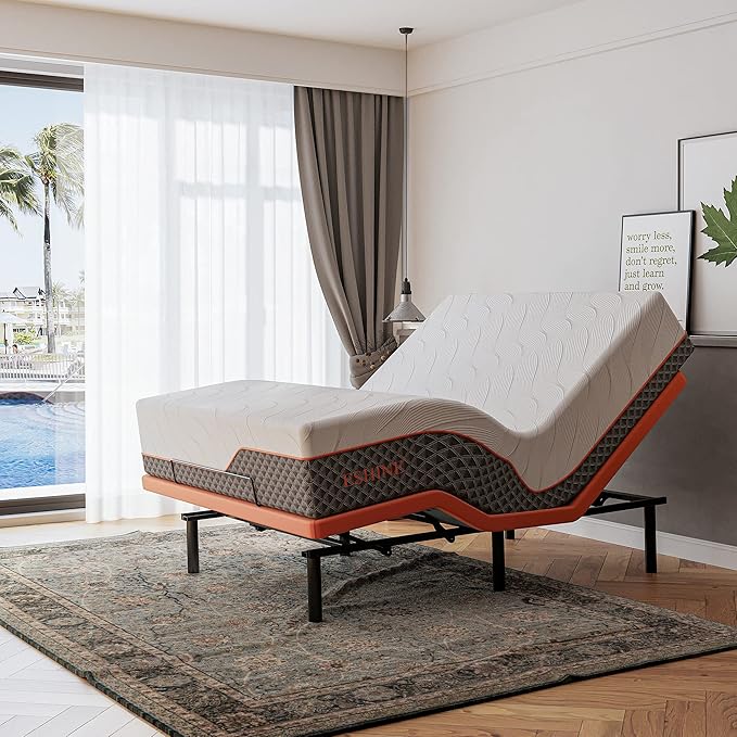 ESHINE Adjustable Bed Frame Queen - Easy to Install in 5 Minutes, Adjustable Beds for Massage, Zero Gravity, Under Bed Lights, Wireless Remote, Foot&Head Incline, Smart Bed, 3000 Premium Series