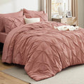 Bedsure King Size Comforter Set Dusty Pink - Bed in a Bag Bedding Set 7 Pieces, GentleSoft™ Pintuck Bed Set Gift for Family, Pinch Pleat Dusty Pink Comforter with Sheets, Pillowcases & Shams