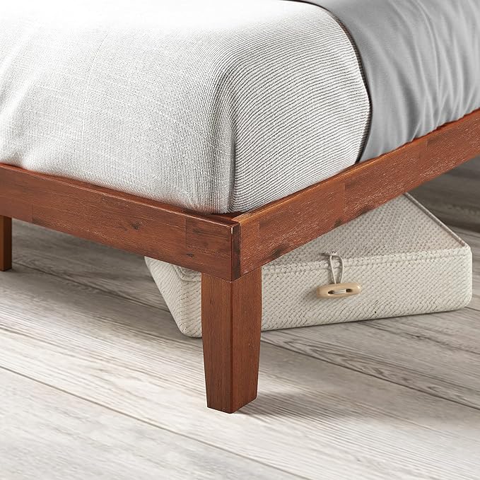 ZINUS Wen Wood Platform Bed Frame, Solid Wood Foundation, Wood Slat Support, No Box Spring Needed, Easy Assembly, Cherry, King