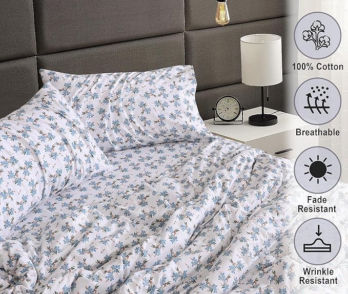 RUVANTI Flannel Sheets Queen Size - 100% Cotton Double Brushed Bed Sheets, Deep Pockets 16 Inches Queen Sheet Set, All Seasons Breathable & Extra Soft - Warm & Cozy, 4 Piece, Cloud Nine