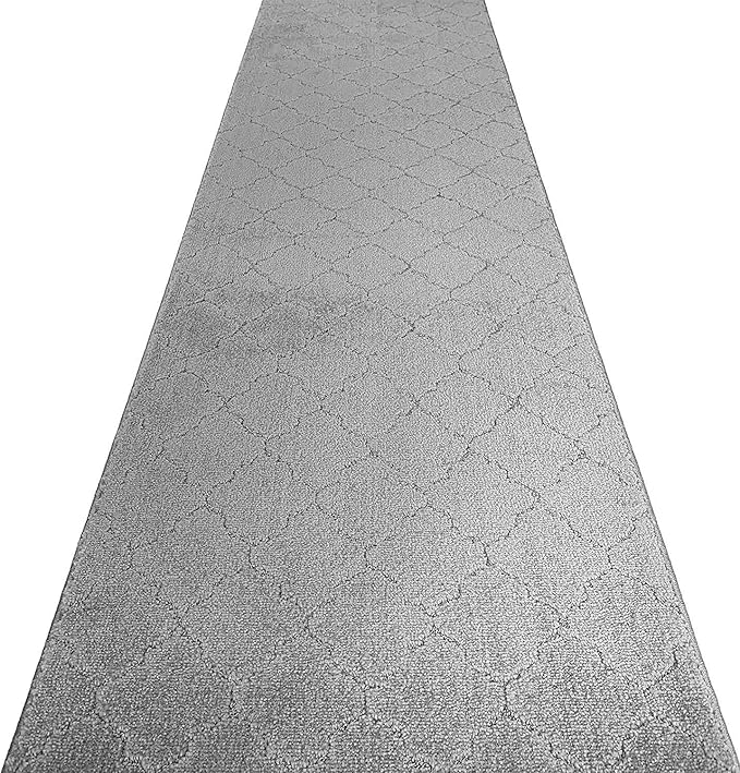 Custom Size Modern Runner Rug Carpet for Hallway Entryway Foyer Kitchen, Slip Resistant Latex Rubber Backed 31 inch Wide X Customized Length, Clouds Grey, 31 inch X 32 feet
