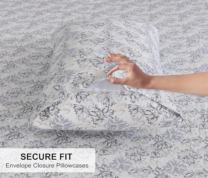 RUVANTI Flannel Sheets Full Size - 100% Cotton Double Brushed Bed Sheets Set, Deep Pockets 16 Inches, All Seasons Breathable & Extra Soft Full Sheets, Warm & Cozy, 4 Piece, Pacific