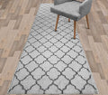 Custom Size Modern Runner Rug Carpet for Hallway Entryway Foyer Kitchen, Slip Resistant Latex Rubber Backed 31 inch Wide X Customized Length, Trellis Grey, 31 inch X 27 feet