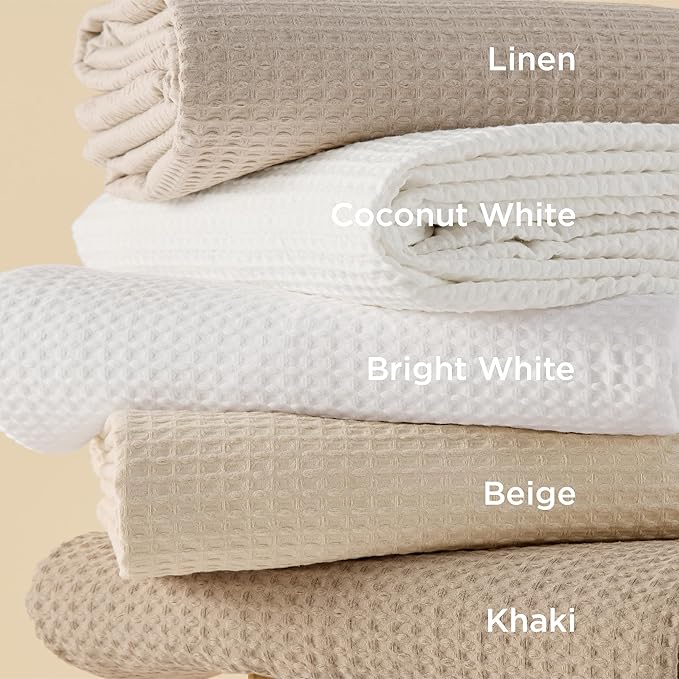 Bedsure Cotton Duvet Cover Set - 100% Cotton Waffle Weave Khaki Duvet Cover Oversized King Size, GentleSoft™ and Breathable Bedding Set for All Season, 3 Pieces, 120"x98"