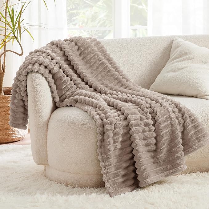 Bedsure GentleSoft Brown Throw Blanket for Couch - Cozy Soft Fleece Blankets for Women, Cute Small Throws for Girls, Mocha Meringue, 50x60 Inches