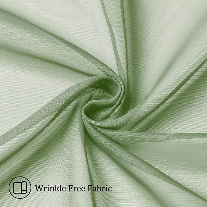 Aiyufeng Sage Green Sheer Curtains 63 inch Length 2 Panels Set for Farmhouse Kitchen Room, Elegant Light Filtering Voile Window Treatments, Each is 40W x 63L Inches