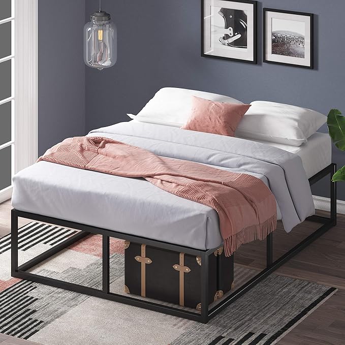 ZINUS Joseph 14" Metal Platforma Bed Frame, Mattress Foundation, Wood Slat Support, No Box Spring Needed, Sturdy Steel Structure, Queen