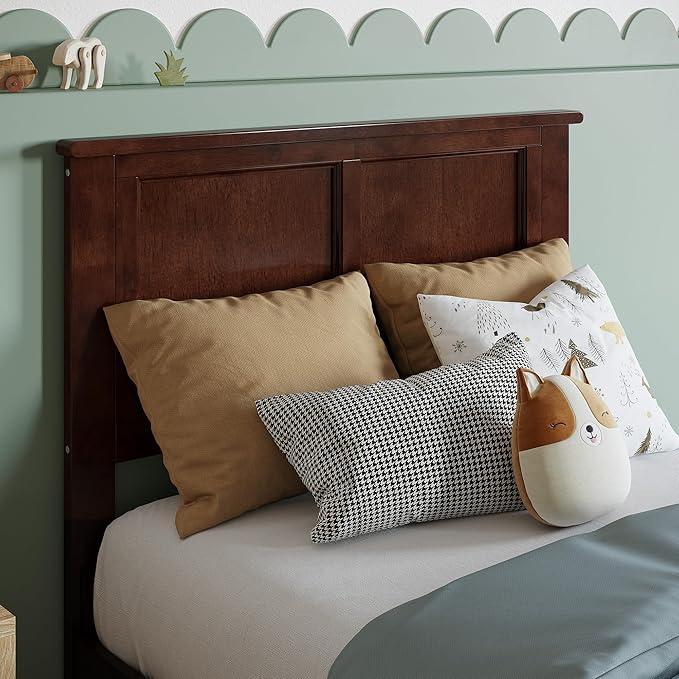 AFI, Madison Twin Solid Wood Panel Headboard with Attachable Charger, Walnut