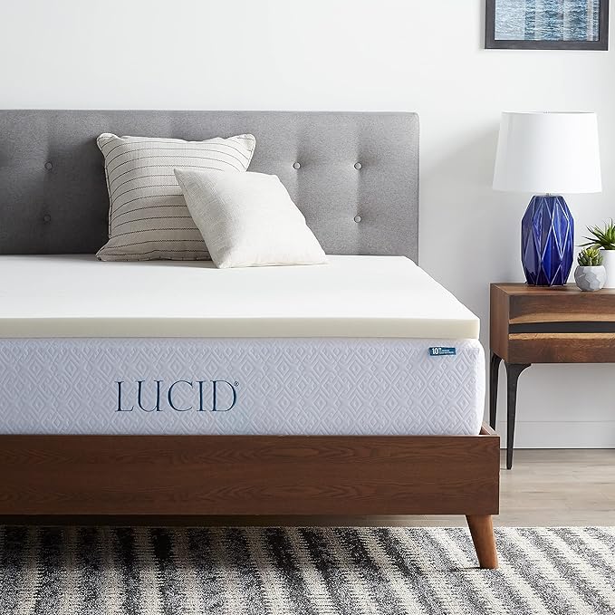 LUCID 2 Inch Traditional Foam Mattress Topper - Hypoallergenic - Ventilated - Conforming Support - Twin