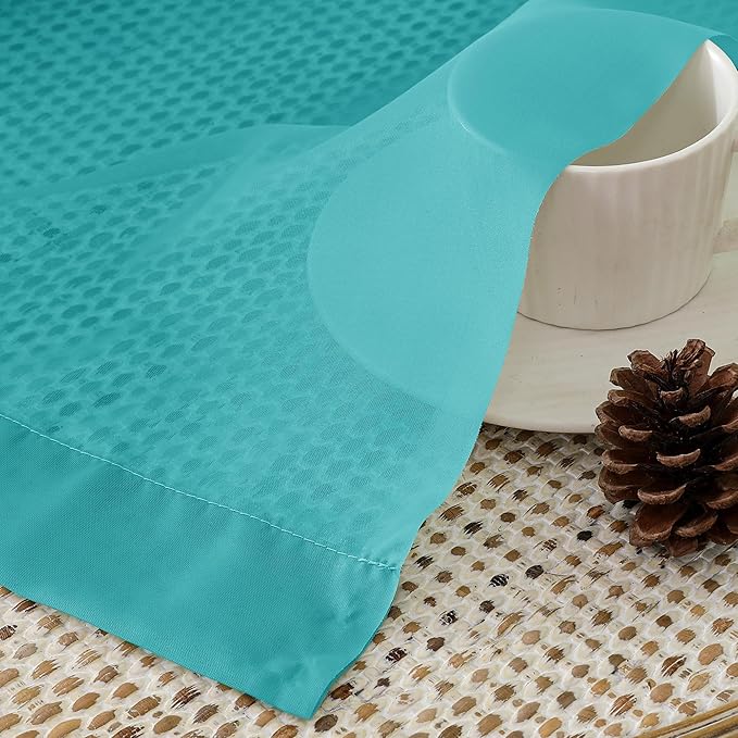 Aiyufeng Turquoise Sheer Curtains 54 Inch Length 2 Panels Set, Light Filtering Airy Rod Pocket Turquoise Window Curtain Treatment Drapes for Kitchen Bedroom Living, Each 42Wx54L Inches
