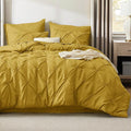 Bedsure Queen Comforter Set - Bed in a Bag Queen Size Bedding 7 Pieces, GentleSoft™ Pintuck Bed Set Gift for Family, Pinch Pleat Mustard Yellow Comforter with Sheets, Pillowcases & Shams