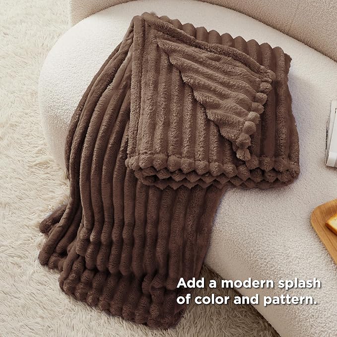 Bedsure GentleSoft Fondue Fudge Fleece Blanket for Couch - Cozy Soft Blankets for Women, Cute Small Throws for Girls, 50x70 Inches
