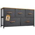 DWVO Dresser for Room with 5 Drawers - Fabric Storage Tower, Long Fabric Dresser, Organizer Unit for Closet, Hallway