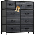 DWVO Dresser with 9 Drawers - Fabric Storage Tower, Organizer Unit for Living Room, Hallway - Sturdy Steel Frame, Wooden Top & Easy Pull Fabric Bins