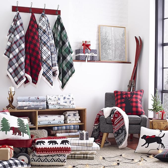Eddie Bauer - Full Sheets, Cotton Flannel Bedding Set, Brushed For Extra Softness, Cozy Home Decor (Bears & Trees, Full)