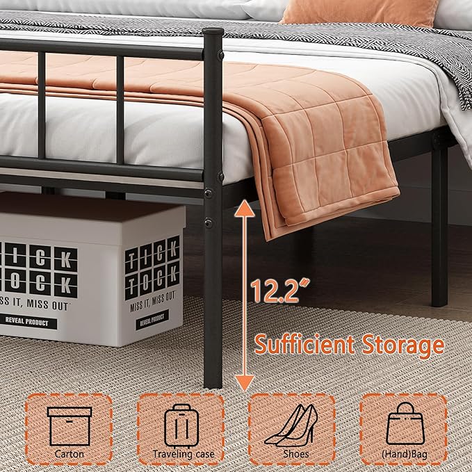 California King Bed Frame-Classic Metal Platform Bed Frame,Mattress Foundation with Steel Slat Support,Under Foundation Storage,No Box Spring Needed, Easy Assembly,California King Size