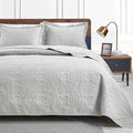 Love's cabin Twin Quilt Bedding Set Light Grey Bedspreads - Soft Bed Summer Lightweight Bedspread Comforter - Coin Pattern Bedding Coverlet for All Season - 2 Pieces (1 Quilt, 1 Pillow Sham)