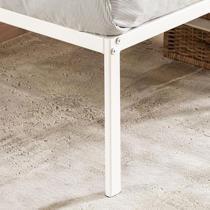 Best Price Mattress 16 Inch Metal Platform Bed Frame, Heavy Duty Steel Slats, White, Twin