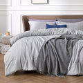 Bedsure Queen Comforter Set - Grey Soft Bedding for All Seasons, Cationic Dyed Bed Set, 3 Pieces, 1 Queen Size Comforter (90"x90") and 2 Pillow Shams (20"x26"+2")