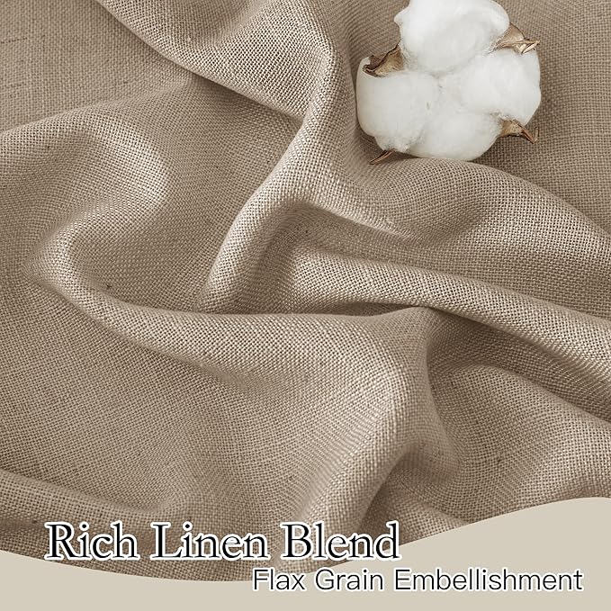 RYB HOME Khaki Semi Sheer Curtains 84 inches Long, Grommet Easy Sliding Light Filtering Half Privacy Window Curtains & Drapes for Bedroom Living Room Farmhouse, W 52 x L 84 inches, 2 Pcs