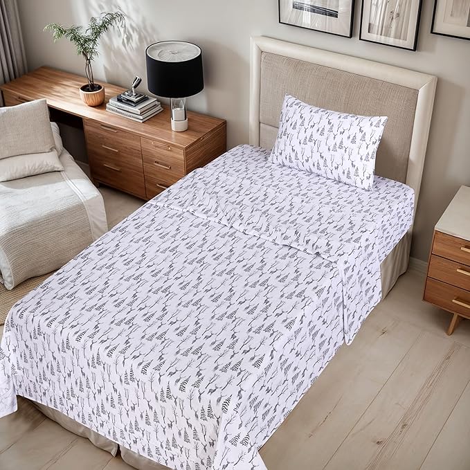 RUVANTI Flannel Sheets Twin Size - 100% Cotton Double Brushed Twin Sheets Set, Deep Pockets 16 Inches, All Seasons Breathable & Extra Soft Bed Sheets, Warm & Cozy, 3 Piece, Dry Winter