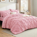 Bedsure Twin Comforter Set Baby Pink - Bed in a Bag Twin Size Bedding 5 Pieces, GentleSoft™ Pintuck Bed Set Gift for Family, Pinch Pleat Pink Comforter with Sheets, Pillowcase & Sham